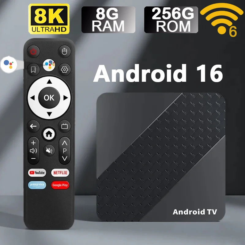 Android 16 Smart TV Box 128G 256G X10 RK3518 Support 2.4G 5G Dual Wifi6 BT5.4 Google Voice Assistant Netflix 4K 8K Media Player