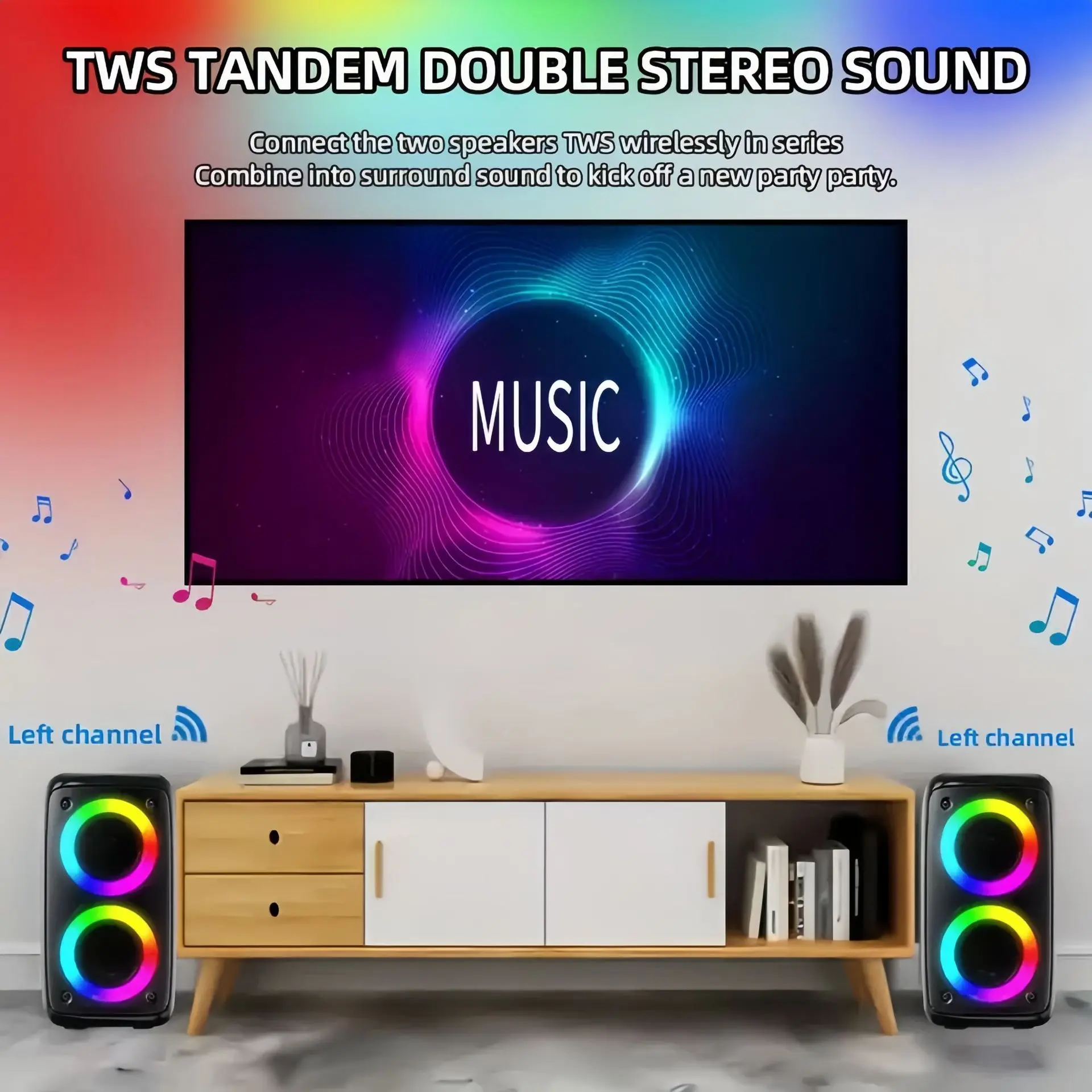 Karaoke Radio FM Bluetooth Speaker Portable Wireless With Microphone Lamp Machine Caixa De Som Sound Box Music Subwoofer LED TWS - Image 6