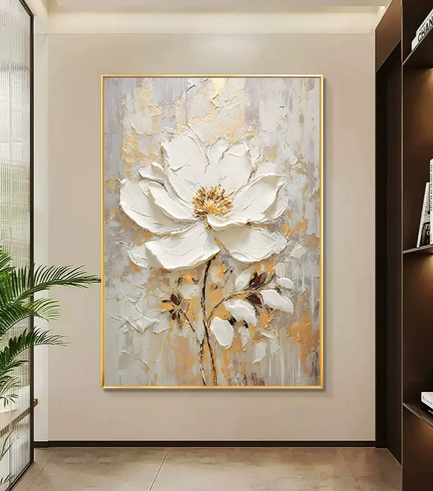 3D Textured Floral Oil Painting on Premium Linen Canvas Unframed Modern Oil Painting For Home Decor Hand-Painted Canvas Painting - Image 6