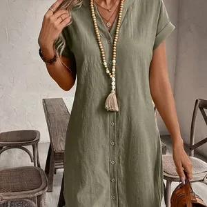 Women's Summer Casual Shirt Dress Long Sleeve Loose Fit Mini Dress Fashionable And Comfortable Clothing