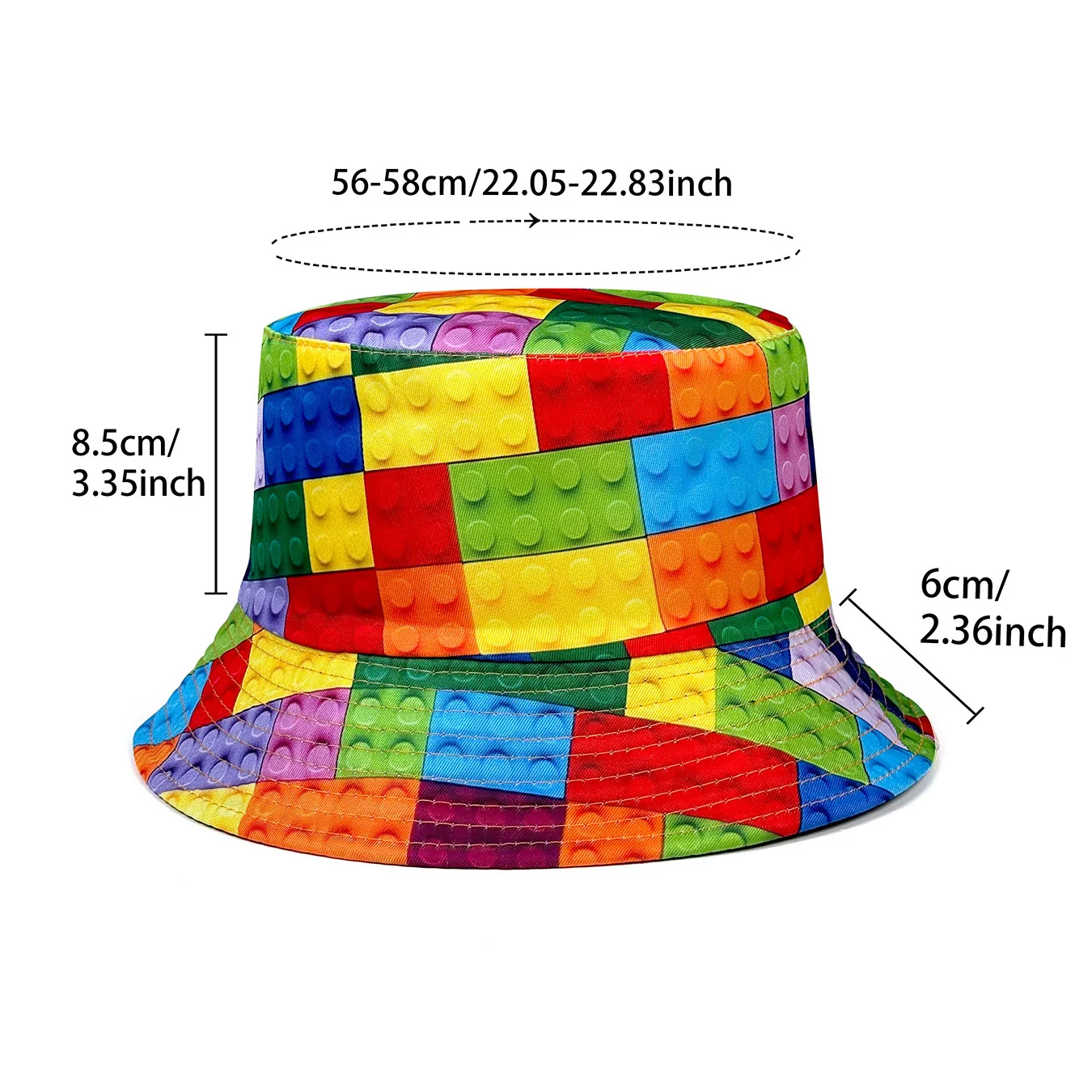 Personalized Building Block Puzzle Fisherman's Hat, Reversible Sun Hat, Foldable Stylish Bucket Hat, All-Season Bucket Hat, Suitable for Outdoor Activities and Casual Accessories - Image 2