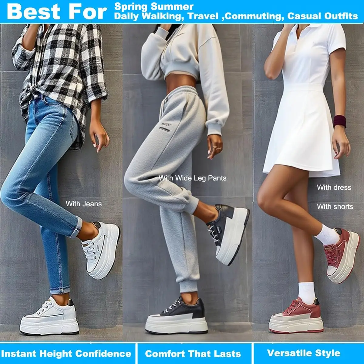 Fujin 9cm 3 inch comfortable platform sneakers for women Genuine Leather Women Vulcanized Shoes Platform High Heels Casual Shoes - Image 5
