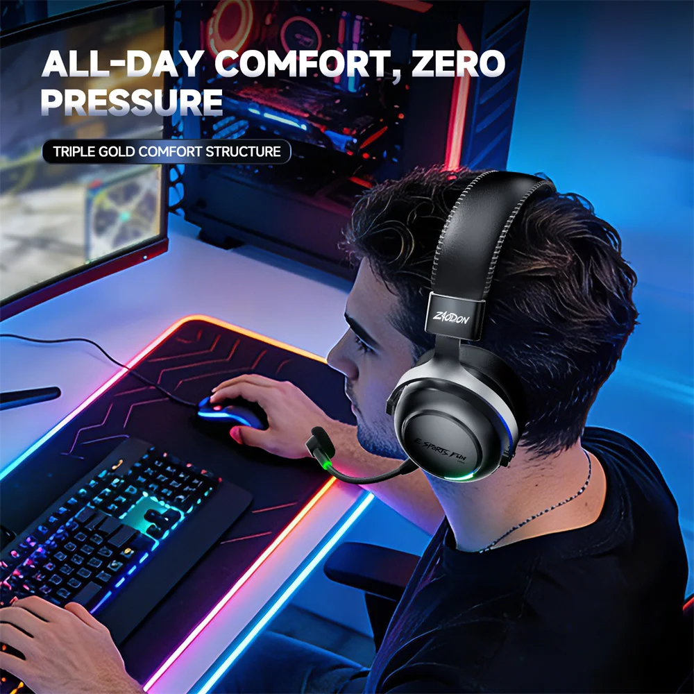 New Wireless Gaming Headphone,Bluetooth 6.0,53mm Titanium Drivers,7.1 Virtual Surround Sound,15ms Zero-Latency,for PC/PS5/Mobile - Image 5