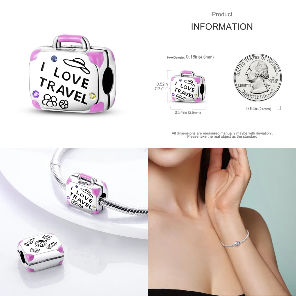 PANPOKI HOT 33 Style 925 Sterling Silver Charms Travel Series Pendant Beads Fit Fine Bracelets & Bangles DIY Women Jewelry - Image 3