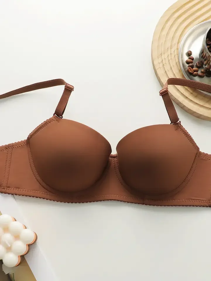 New Hot Selling Solid Color Daily 2-piece Set with Steel Rim push up Bra for Women Underwear Set J2611 - Image 3