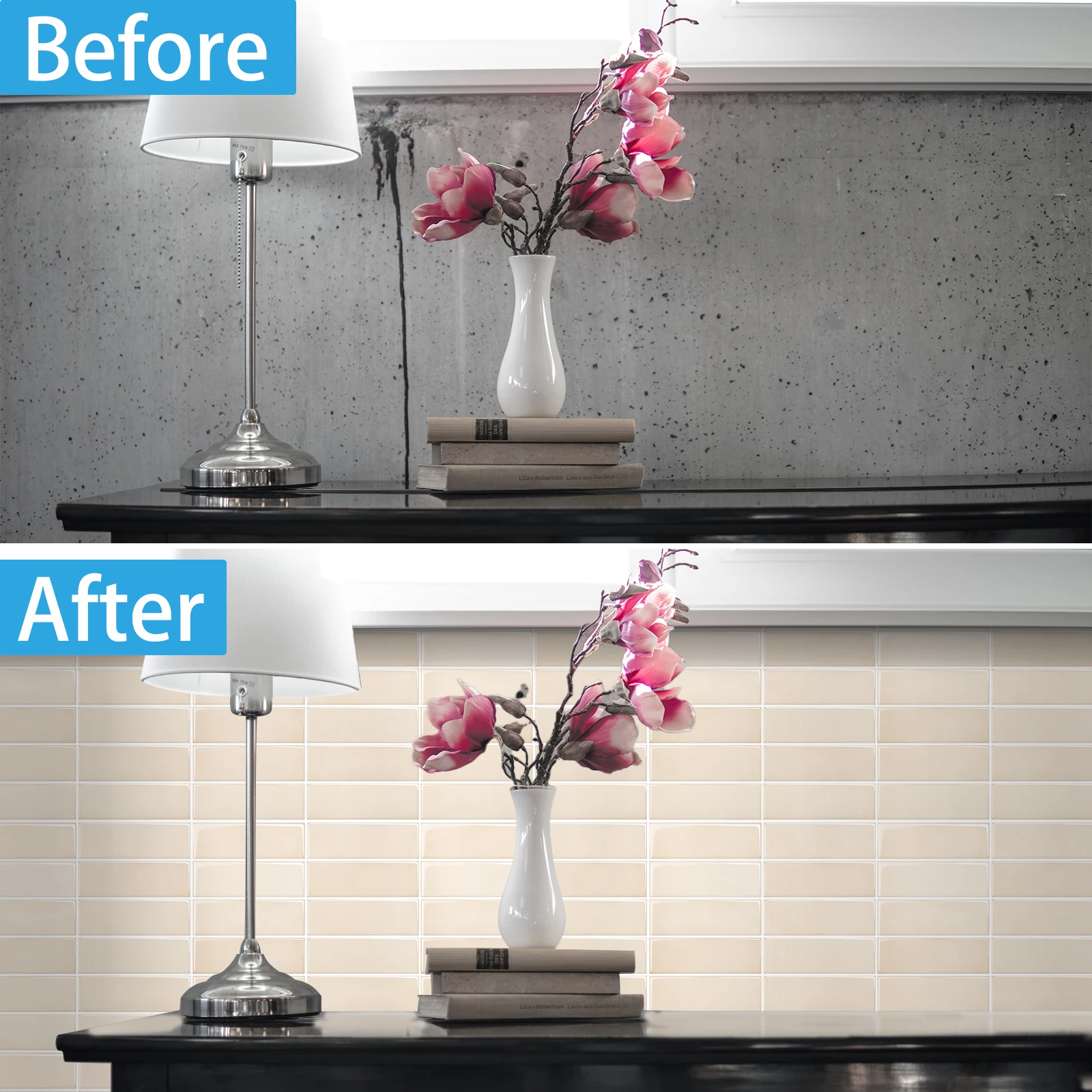4pcs/pack 3D Wall Sticker Self-adhesive Oil-proof Waterproof Vinyl Wallpaper, Decorative Wall Tiles for Kitchen & Bathroom - Image 5