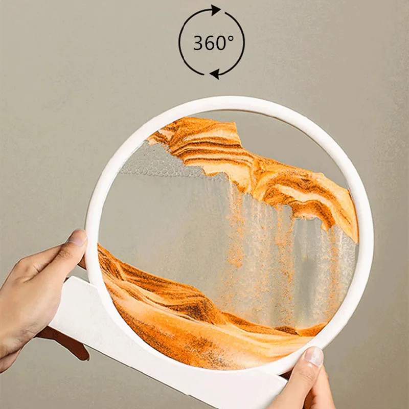 12 Inch 3D Moving Sand Art Picture Round Glass Ocean Sandscape Hourglass Quicksand Craft Flowing Sand Painting Home Decor - Image 4