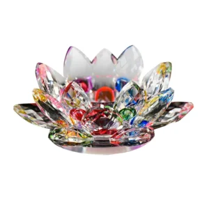 Crystal Lotus Flower Figurine Glass Rose Flower Car Ornament Birthday Party Wedding Decor Flower Buddhist Candlestick Holder