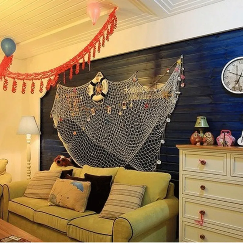Big Fishing Nets For Theme Restaurant Studio Home Decoration Props Mediterranean Sea Style Wall Hangings Ornament Wall Stickers - Image 3
