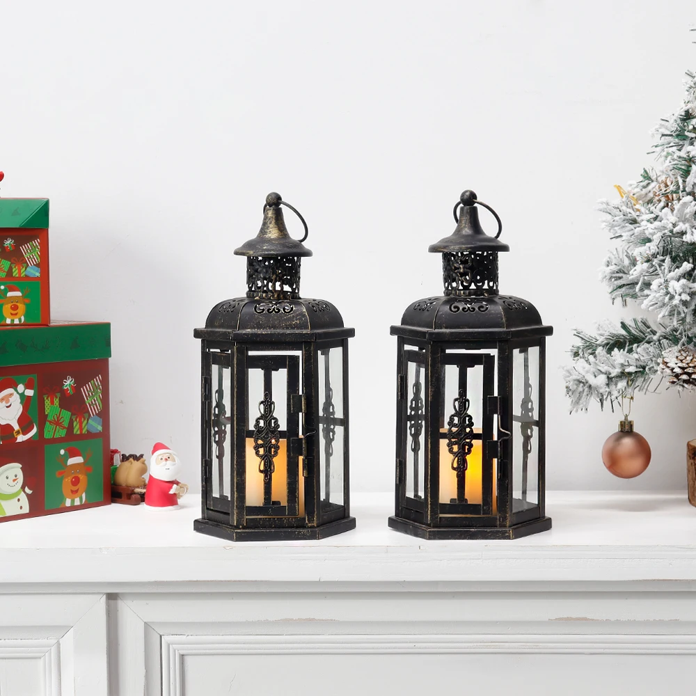 Vintage Candle Holder Lanterns 10 Inch High Decorative Hanging Lantern Bird Cage Metal Candle holder Black Garden Home Decor - Image 5
