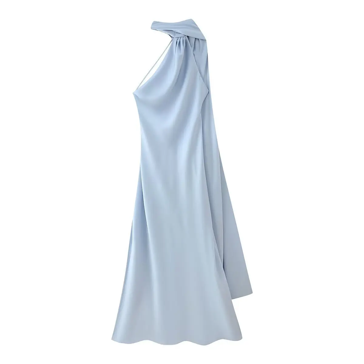 VEITCHE Elegant Women's Soft Silk Satin Long Dress Halter Backless Sleeveless Maxi Dresses Summer Lady Long Ribbon Party Gowns - Image 5