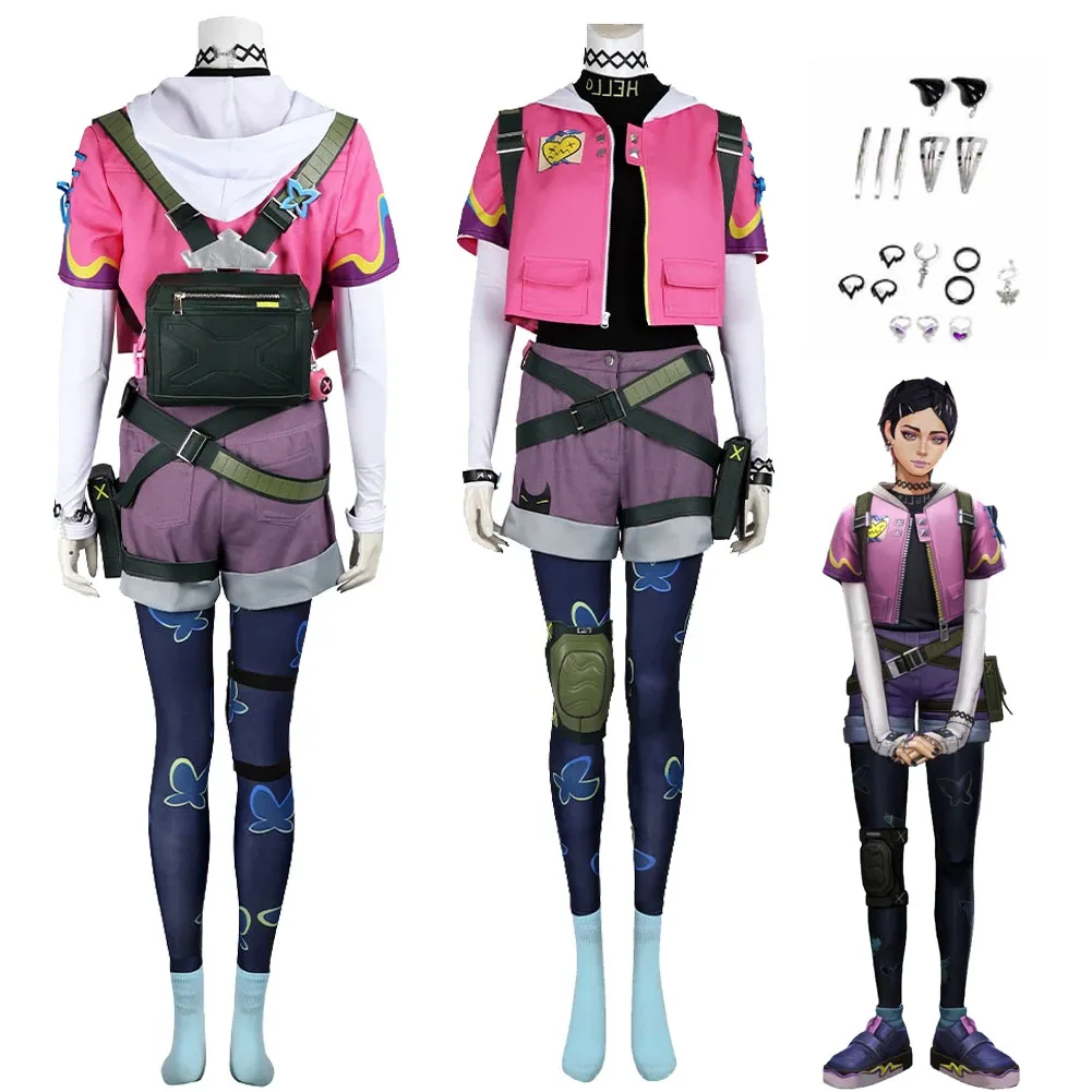Women Girls Clove Cosplay Jacket Pants Bag Game Valorant Costume Fantasy Outfits For Adult Female Halloween Carnival Suit - Image 2