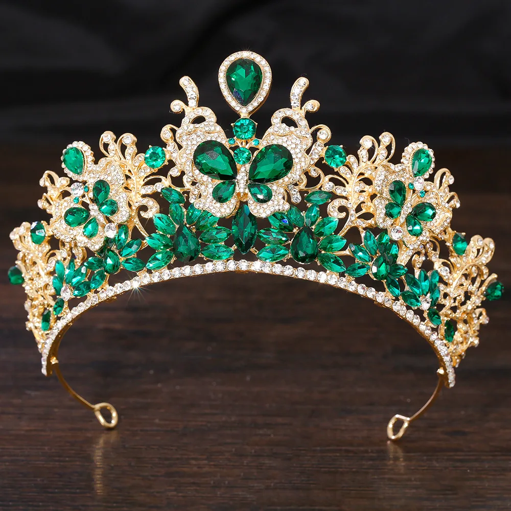 DIEZI Elegant Luxury Gift Queen Princess AB Crystal Butterfly Tiara Women Wedding Party Baroque Crown Hair Dress Accessories - Image 3