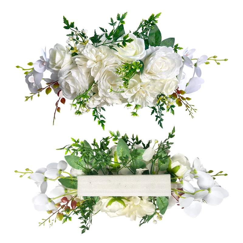 20inch White Rose Artificial Flower Row for Wedding Table Home Front Door Garden Party Tabletop Wall Home Decoration - Image 5