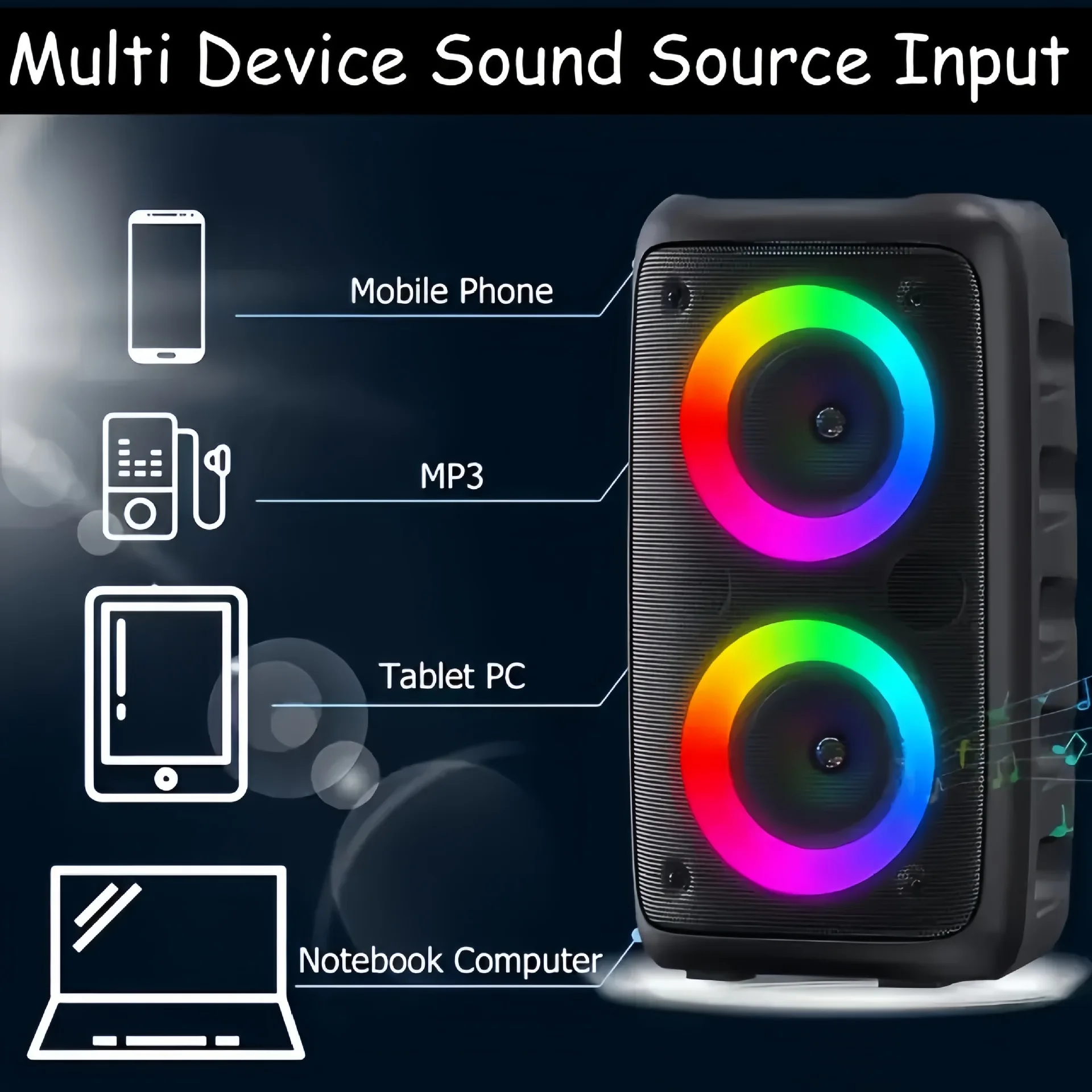 Karaoke Radio FM Bluetooth Speaker Portable Wireless With Microphone Lamp Machine Caixa De Som Sound Box Music Subwoofer LED TWS - Image 4