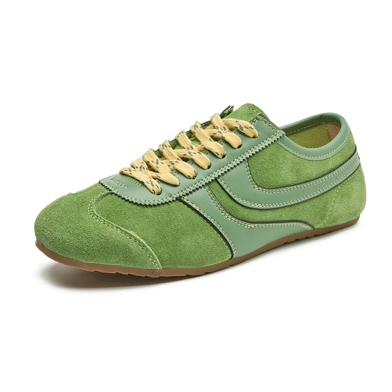 German Training Shoes Women 2026 New Genuine Leather Women Sneakers Flat Lace-up Retro Large Size Forrest Gump Shoes Women - Image 2