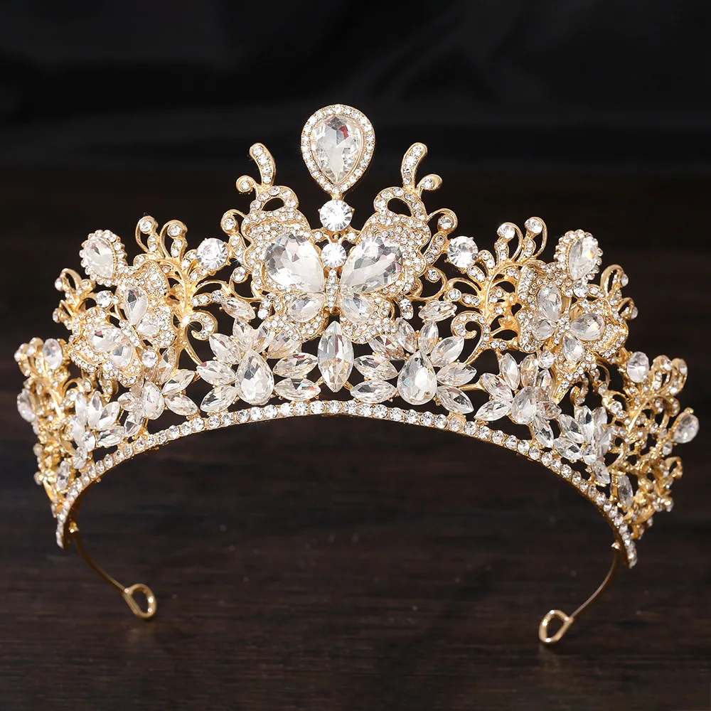DIEZI Elegant Luxury Gift Queen Princess AB Crystal Butterfly Tiara Women Wedding Party Baroque Crown Hair Dress Accessories - Image 5