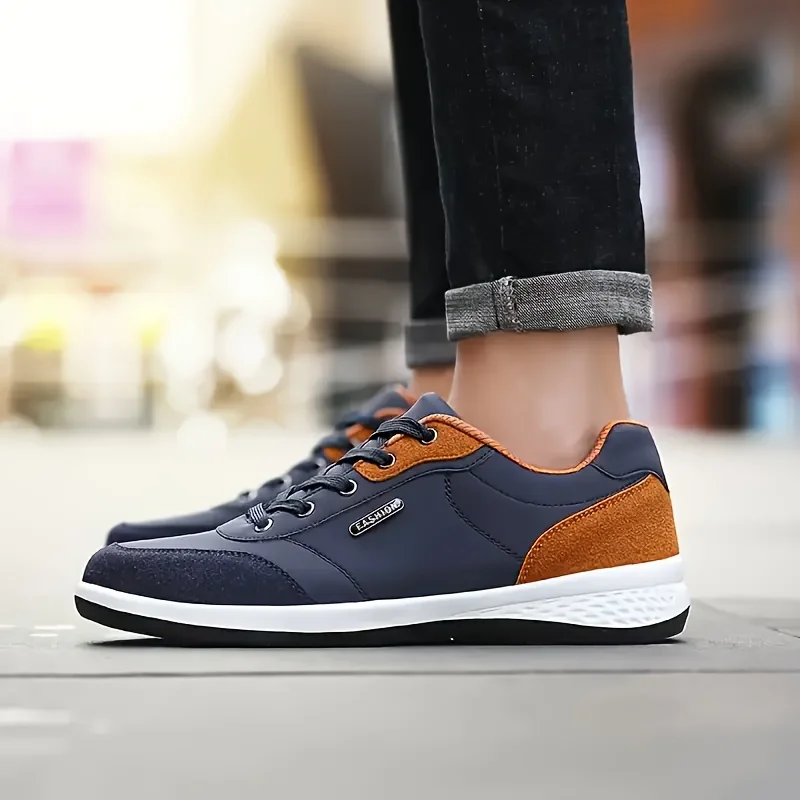 YRZL Men Shoes Spring Autumn Waterproof Walking Sneakers Leisure Male Leather Sports Shoes Non-Slip Footwear Tennis for Men - Image 2