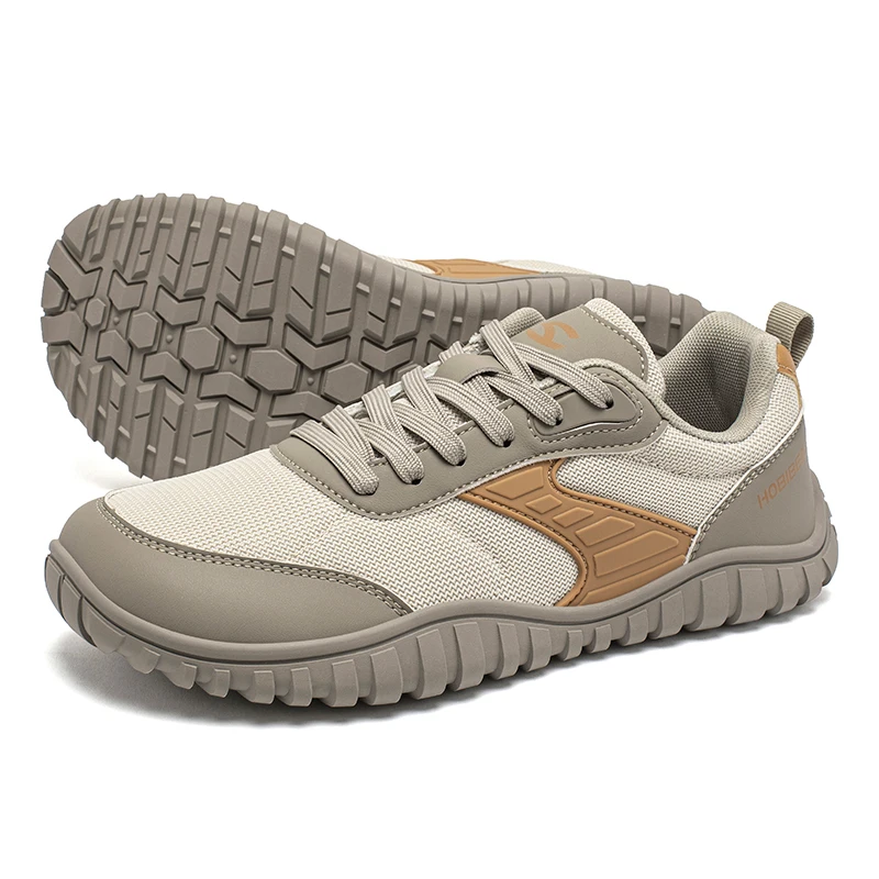 HOBIBEAR Wide Toe Running Shoes Unisex Minimalist Artificial Leather Walking Sneakers Lace Up Lightweight Breathable Shoes
