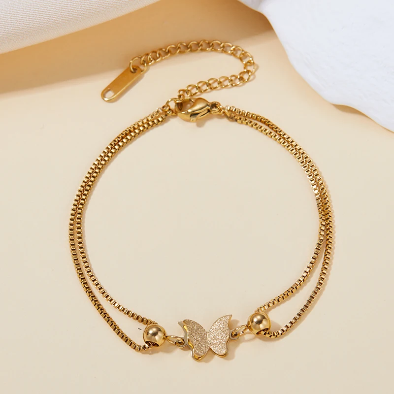Stainless Steel Exquisite Elegant Compact Butterfly Bracelet Women's Fashion Romantic Classic Adjustable Party Birthday Gifts - Image 2