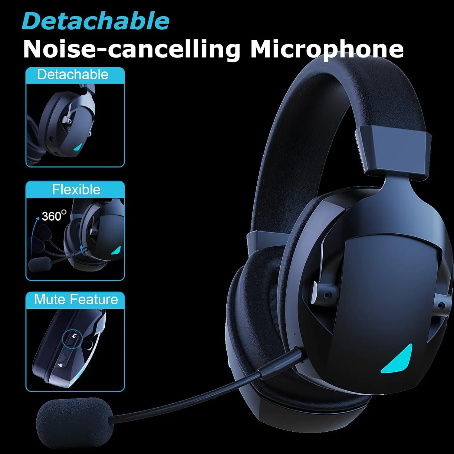 Acinaci 2.4GHz Wireless Gaming Headset for PS5, PS4 Gamers, PC, Nintendo Switch, Bluetooth Gaming Headphones and microphone - Image 5