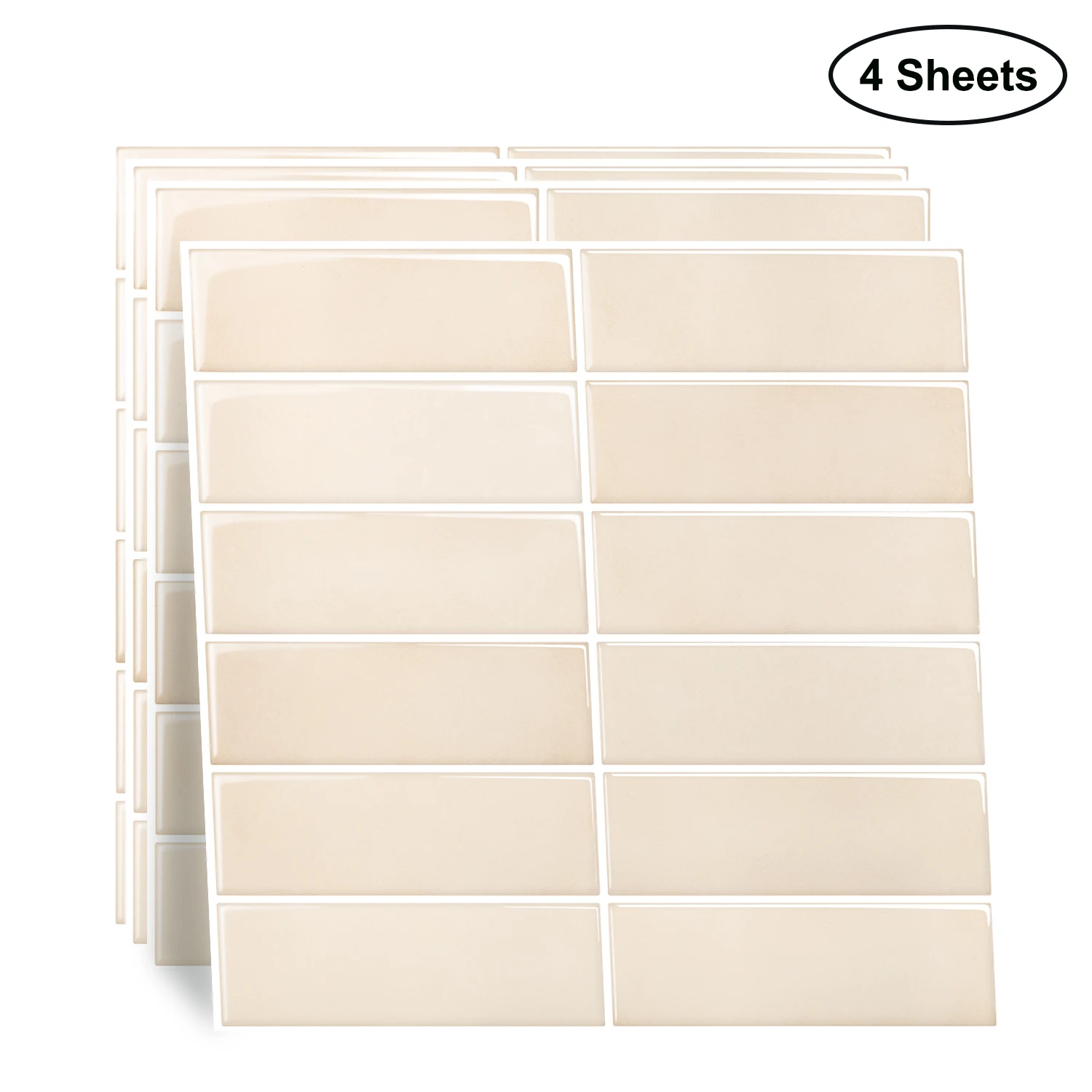 4pcs/pack 3D Wall Sticker Self-adhesive Oil-proof Waterproof Vinyl Wallpaper, Decorative Wall Tiles for Kitchen & Bathroom - Image 6