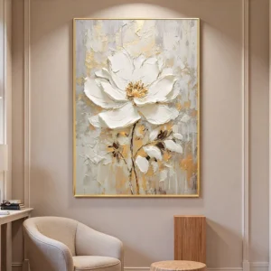 3D Textured Floral Oil Painting on Premium Linen Canvas Unframed Modern Oil Painting For Home Decor Hand-Painted Canvas Painting