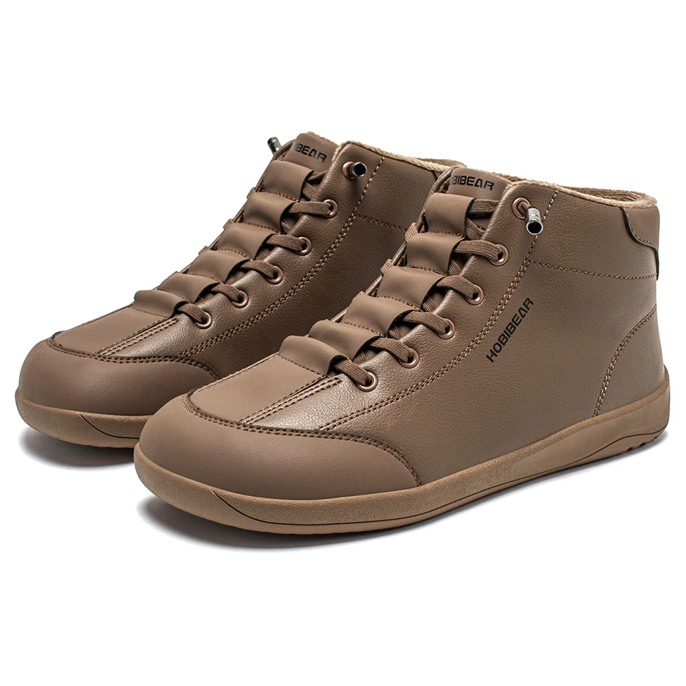 HOBIBEAR Unisex Mid-Top Barefoot Boots Wide Width Minimalist Faux Fur Lined Ankle Shoes Zero-Drop Artificial Leather Sneakers - Image 5