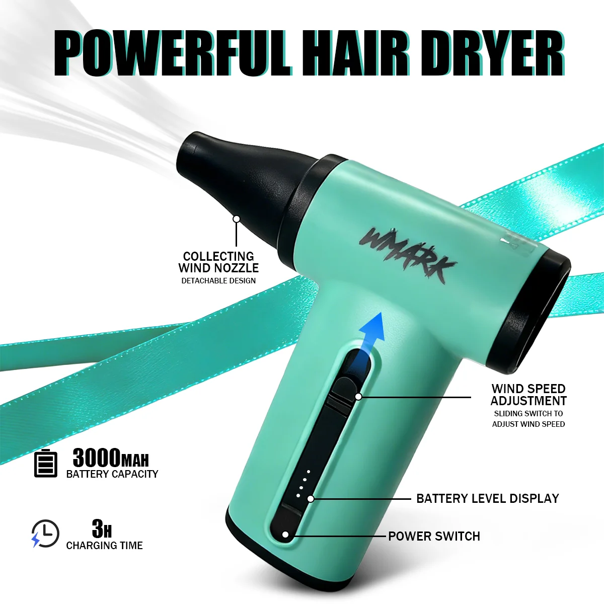 WMARK Professional Hair Clipper Shaver Hair Dryers and Spray Bottle Handheld 5 in 1 Barber KIT Gift Box Trimmer for Men NG-8637 - Image 5