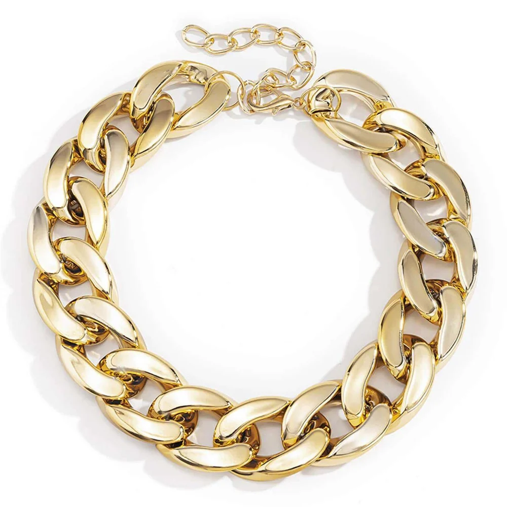 New Vintage Gold-plate Geometric Punk Exaggerated Chain Necklace For Women Female Fashion Boho Y2K Hip Hop Choker Jewelry Gift - Image 3