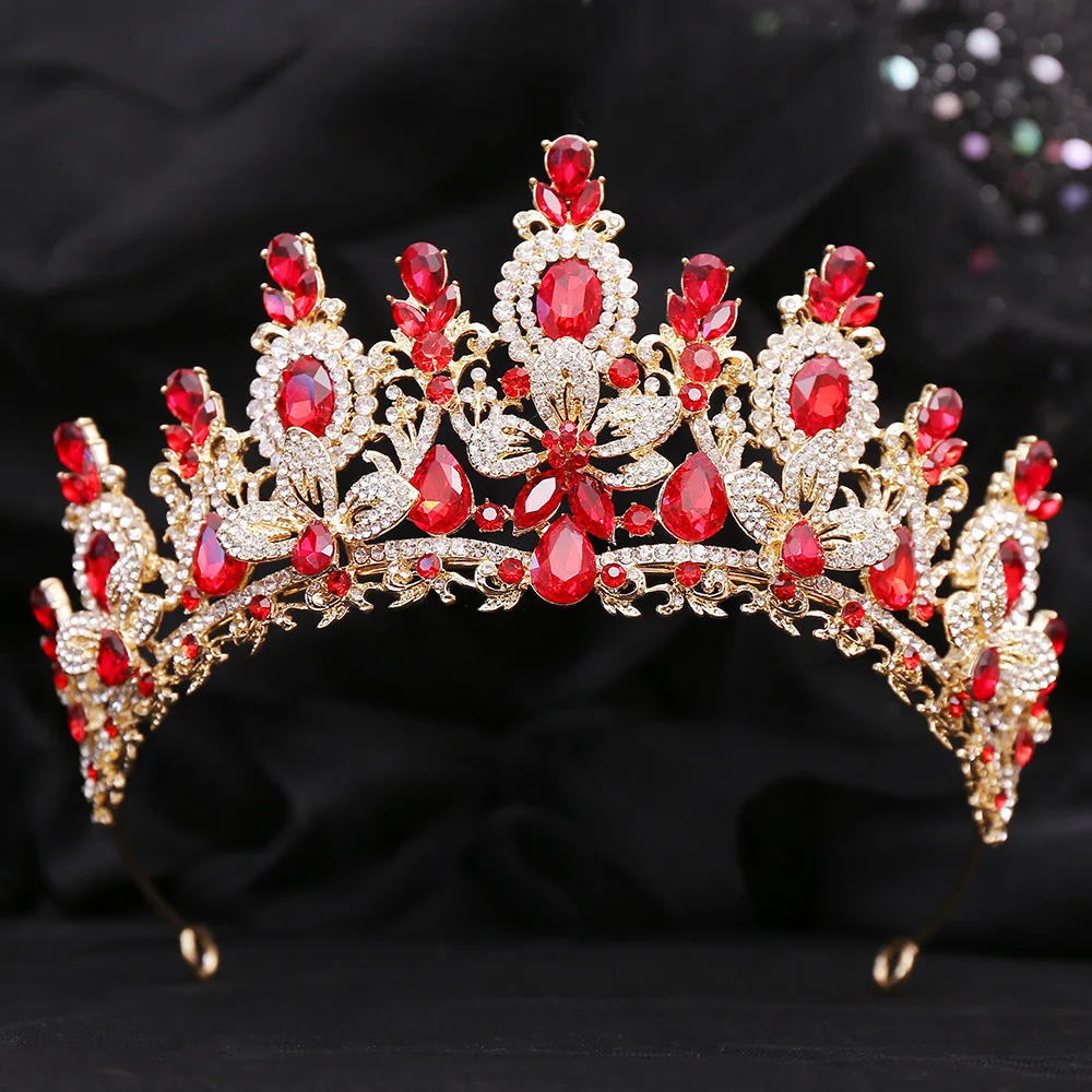 KMVEXO Women Diadem Wedding Crown Vintage Baroque Flower Crystal Tiara For Girls Birthday Elegant Opal Jewelry Hair Accessories - Image 4