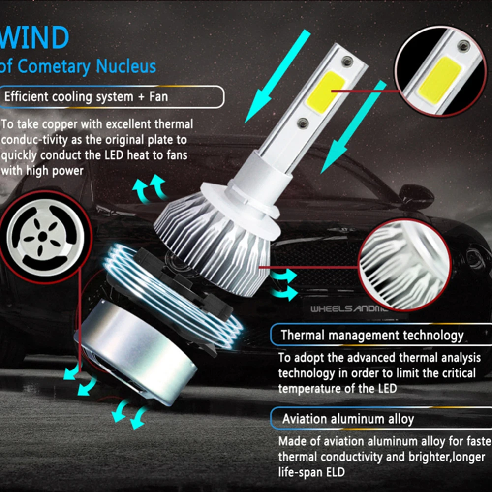 2pcs Led Bulb C6 h7 Automotive Led for Car Headlight H10 H4 H8 H9 H11 H13 9004 9005 9006 9007 880 H27 Lenses for Headlights - Image 4