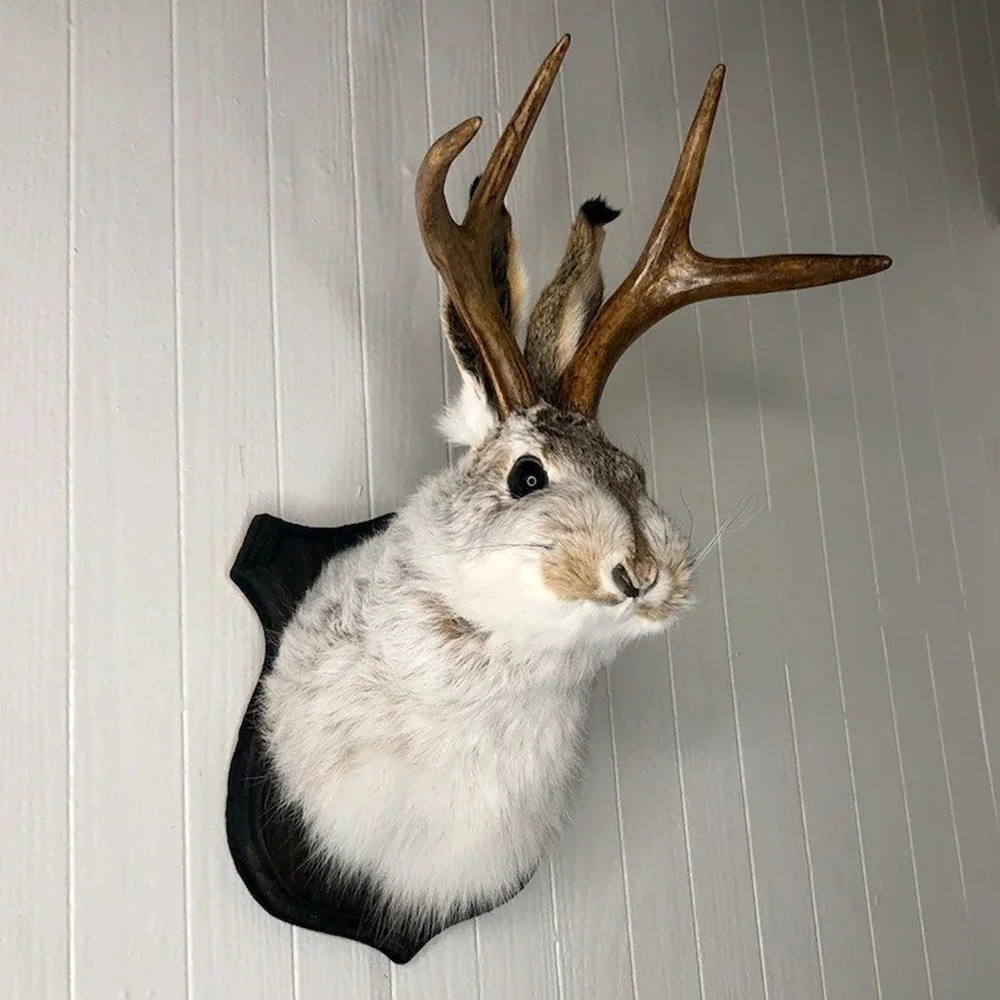 Easter Gift Bunny Head Antlers Wall Hanging Decoration Wall Decor Simulation Rabbit Specimen Resin Art Ornaments Jackalope Decor - Image 4