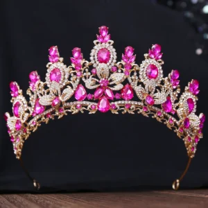 KMVEXO Women Diadem Wedding Crown Vintage Baroque Flower Crystal Tiara For Girls Birthday Elegant Opal Jewelry Hair Accessories