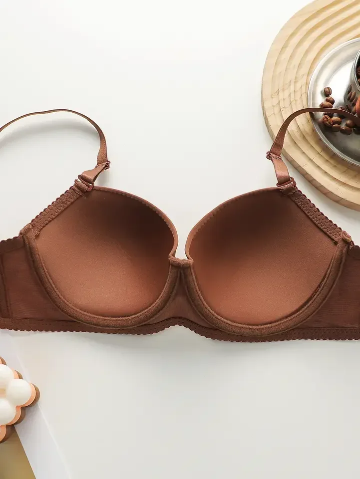 New Hot Selling Solid Color Daily 2-piece Set with Steel Rim push up Bra for Women Underwear Set J2611 - Image 4