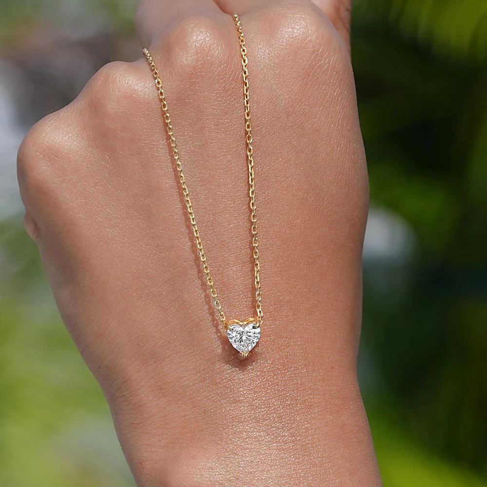 Certified 1-3Carat Heart Cut Moissanite Pendant Necklaces for Woman S925 Silver Plated 18k Gold Solitaire Lab Diamond Neckchain - Image 5