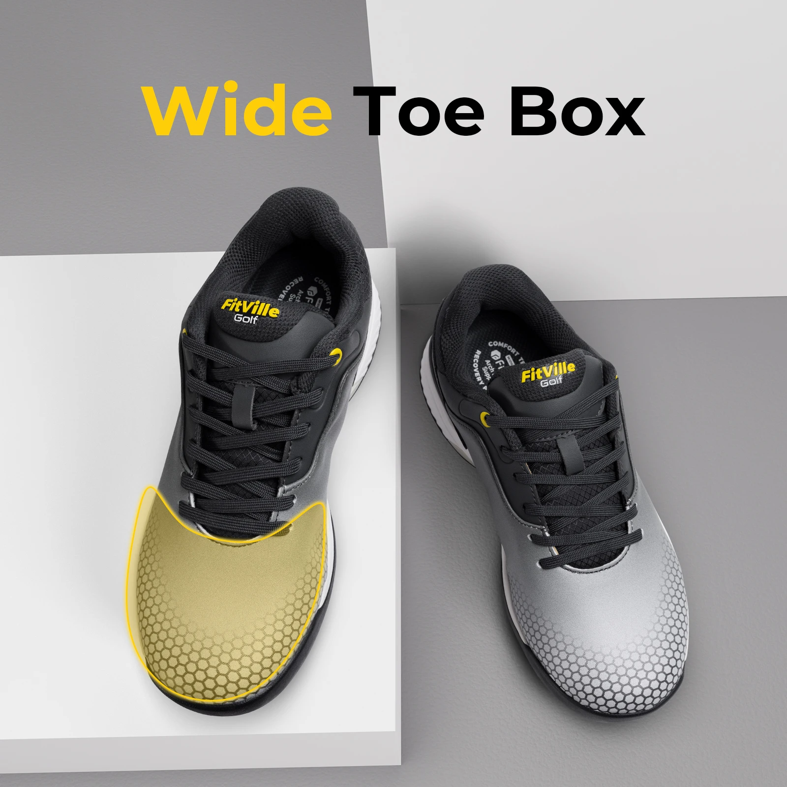 FitVille wide men's golf shoes non-slip wear-resistant comfortable pickleball sports shoes suitable for swollen feet relieve toe - Image 3