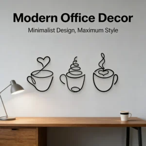 3PCS Wall Hanging Decor Coffee Themed Wall Hanging Art Creative Pendant European Style Living Room Home Cafe Interior Decoration