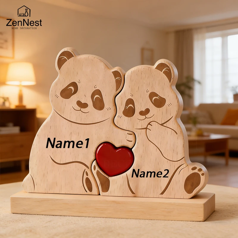 Personalized Wooden Bear Puzzle Home Decor Custom Name Accommodates 2-5 Names Rustic Style Wooden Bear Mother's Day Gift - Image 4