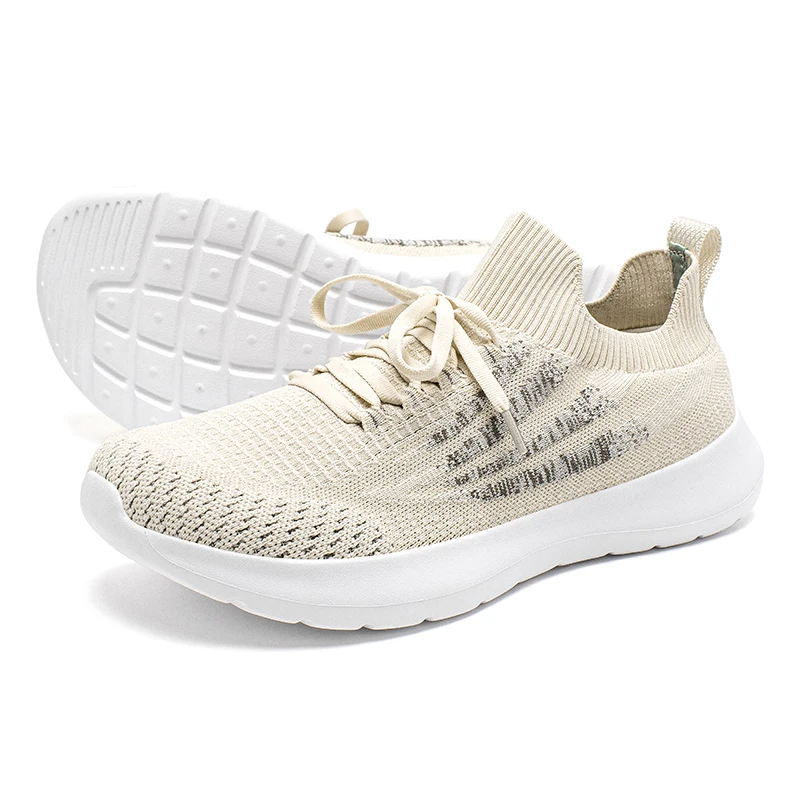 HOBIBEAR Unisex Running Sneakers Wide Toe Mesh Breathable Walking Shoes Non Slip Lace-Up Hiking Sneakers