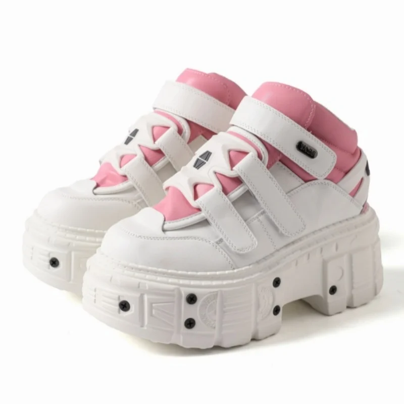 Fashion All Match Large Size Casual Trainers Chunk Heel Platform Runway Women Sneakers Outdoor Hook Loop Mixed Color Gothic Shoe - Image 2