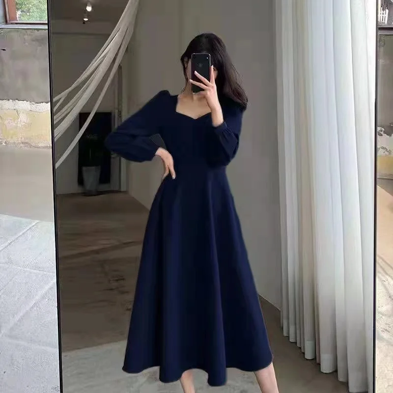 Long Puff Sleeve Solid Elegant Dress Women Clothing Wedding Guest New Year Women Fashion High Waist Slim Evening Party Dresses - Image 3