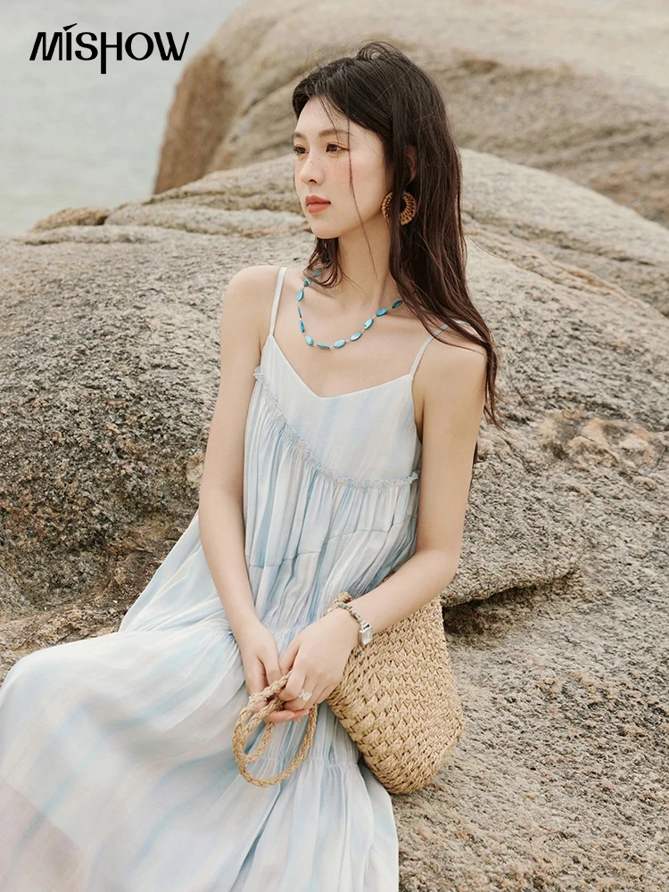 MISHOW Summer Holiday Camisole Dress for Women 2025 New Tie Dye Slim Sleeveless Seaside Long Dresses Female Fashion MXE12L2118 - Image 2