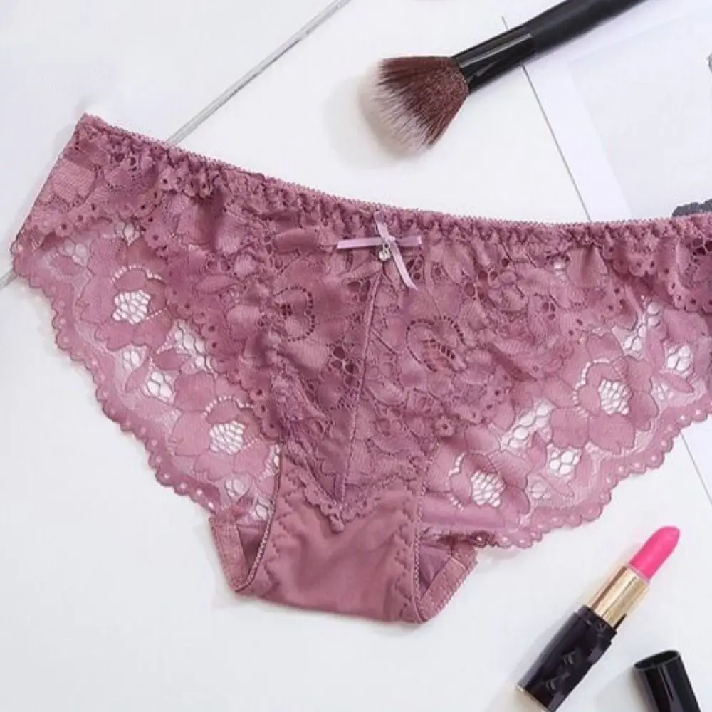 Sweet Mesh Lace Flower Bra Bowknot Low Waist Bra Panties Set Lingerie Intimates Push Up Bra Women Women - Image 2