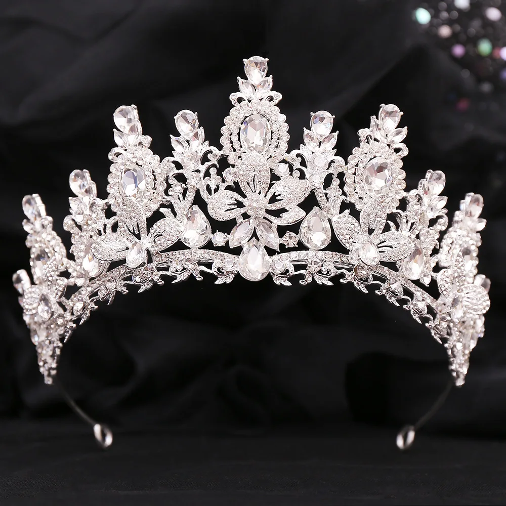 KMVEXO Women Diadem Wedding Crown Vintage Baroque Flower Crystal Tiara For Girls Birthday Elegant Opal Jewelry Hair Accessories - Image 5