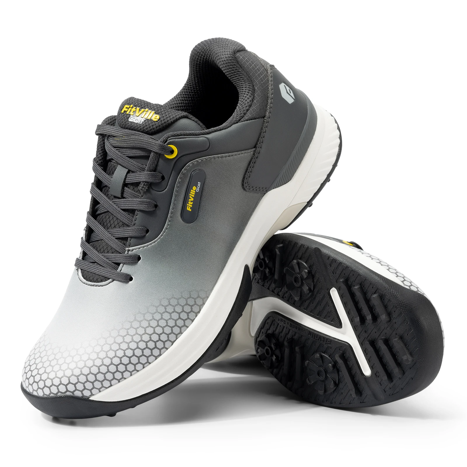 FitVille wide men's golf shoes non-slip wear-resistant comfortable pickleball sports shoes suitable for swollen feet relieve toe