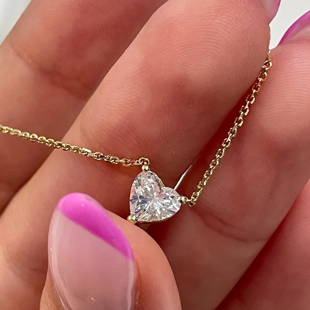 Certified 1-3Carat Heart Cut Moissanite Pendant Necklaces for Woman S925 Silver Plated 18k Gold Solitaire Lab Diamond Neckchain - Image 6