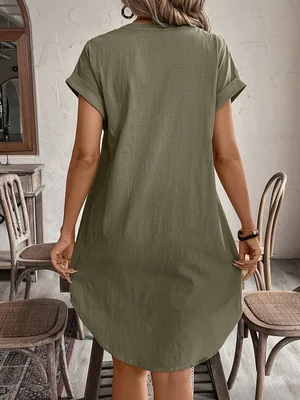 Women's Summer Casual Shirt Dress Long Sleeve Loose Fit Mini Dress Fashionable And Comfortable Clothing - Image 2