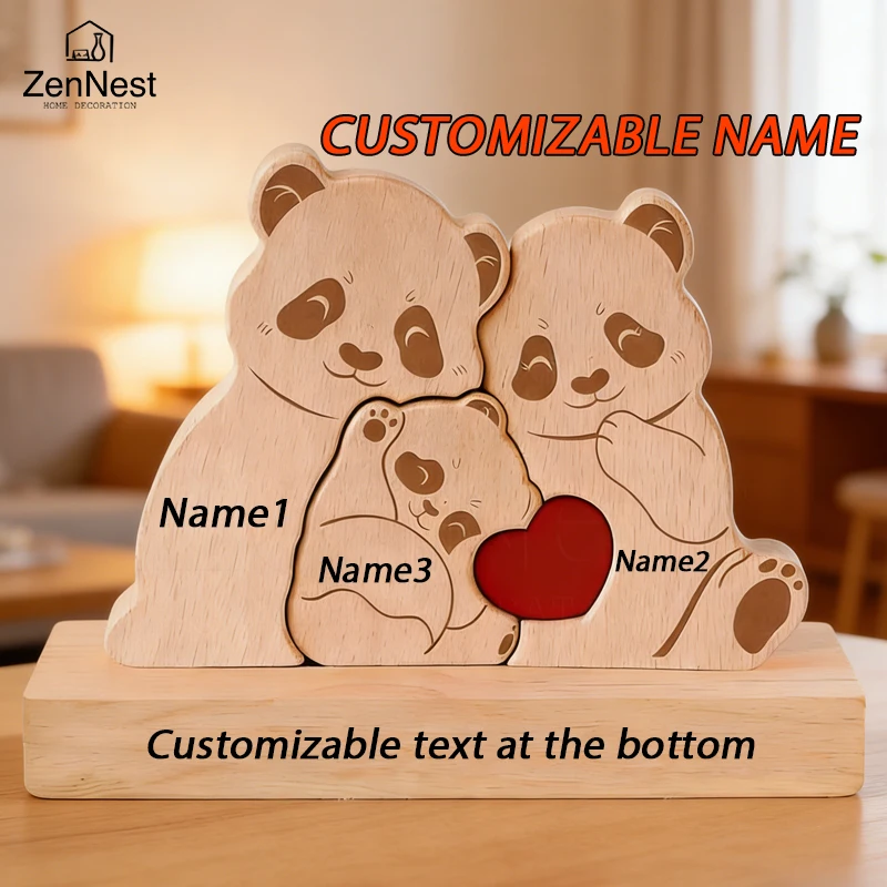 Personalized Wooden Bear Puzzle Home Decor Custom Name Accommodates 2-5 Names Rustic Style Wooden Bear Mother's Day Gift - Image 2