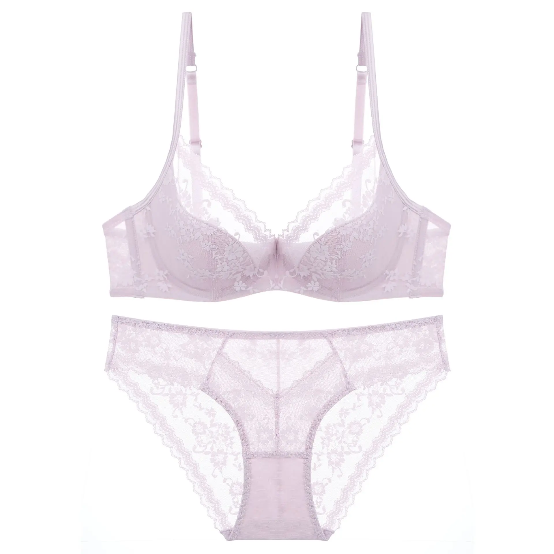 Summer Sexy Lace Embroidery Women Lingerie Set French Thin Cup Push Up Bra Comfort Breathable Underwear Ladies Bra Briefs Set - Image 6